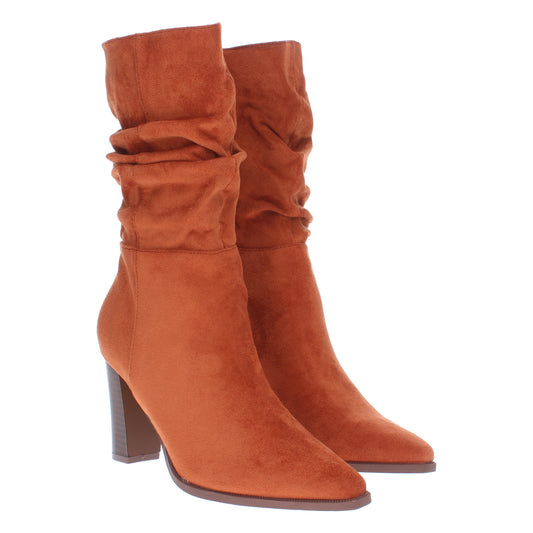 Botines Mujer Invierno | Botas de Tacón y Media Caña | Botines de Ante Elegantes para Mujer2A-2016-Naranja